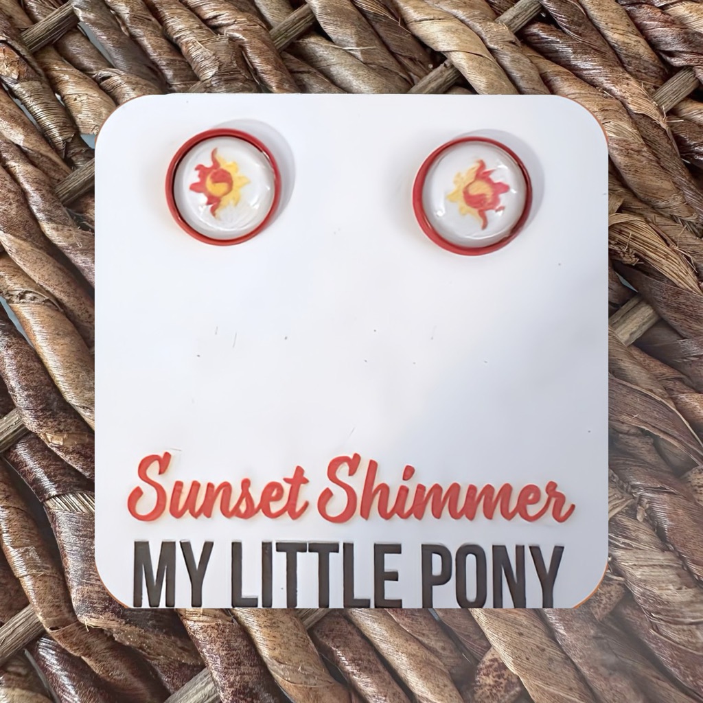 New Handmade “Sunset Shimmer” Cutie Mark Stud Earrings (0.5” Diameter) (Ver 2)